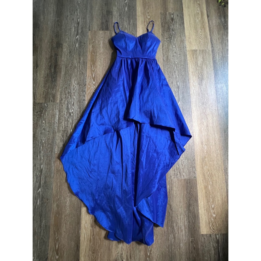 B. Darlin High Low Gown‎ Women Size 1/2 Royal Blue Excellent Shimmer Prom Dress